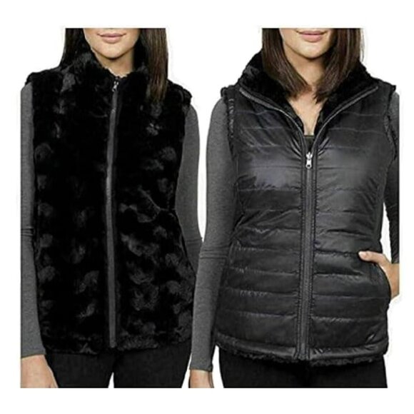 Nicole Miller Jackets & Blazers - Nicole Miller Original Women's Reversible Faux Fur Vest (X-Large, Black)